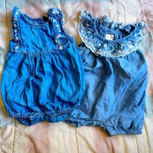 Baby Girl Denim Romper bundle